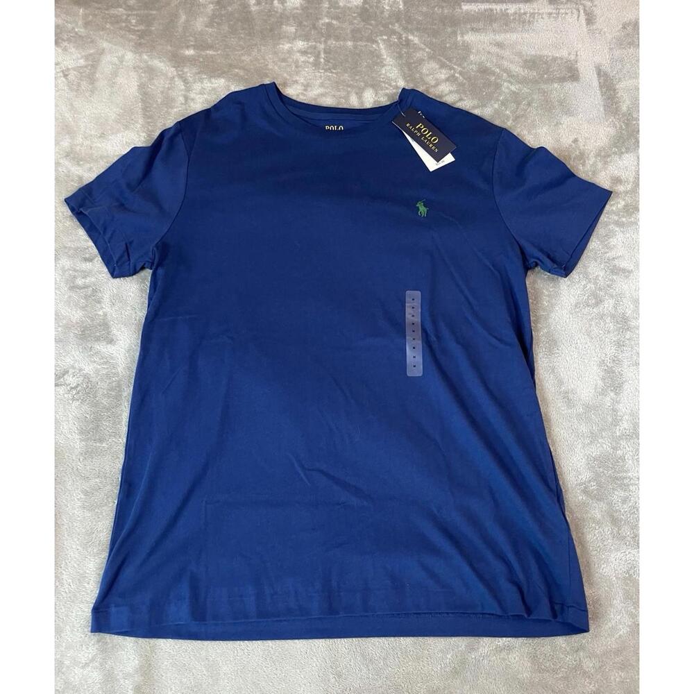 Polo Ralph Lauren Men's Large Blue w/ Green Logo Short Sleeve T-Shirt Tee !! NWT